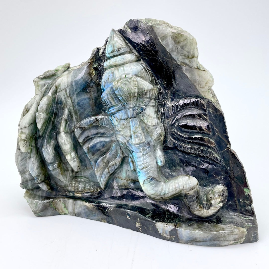 3D Carved Ganesh in Labradorite Free Form