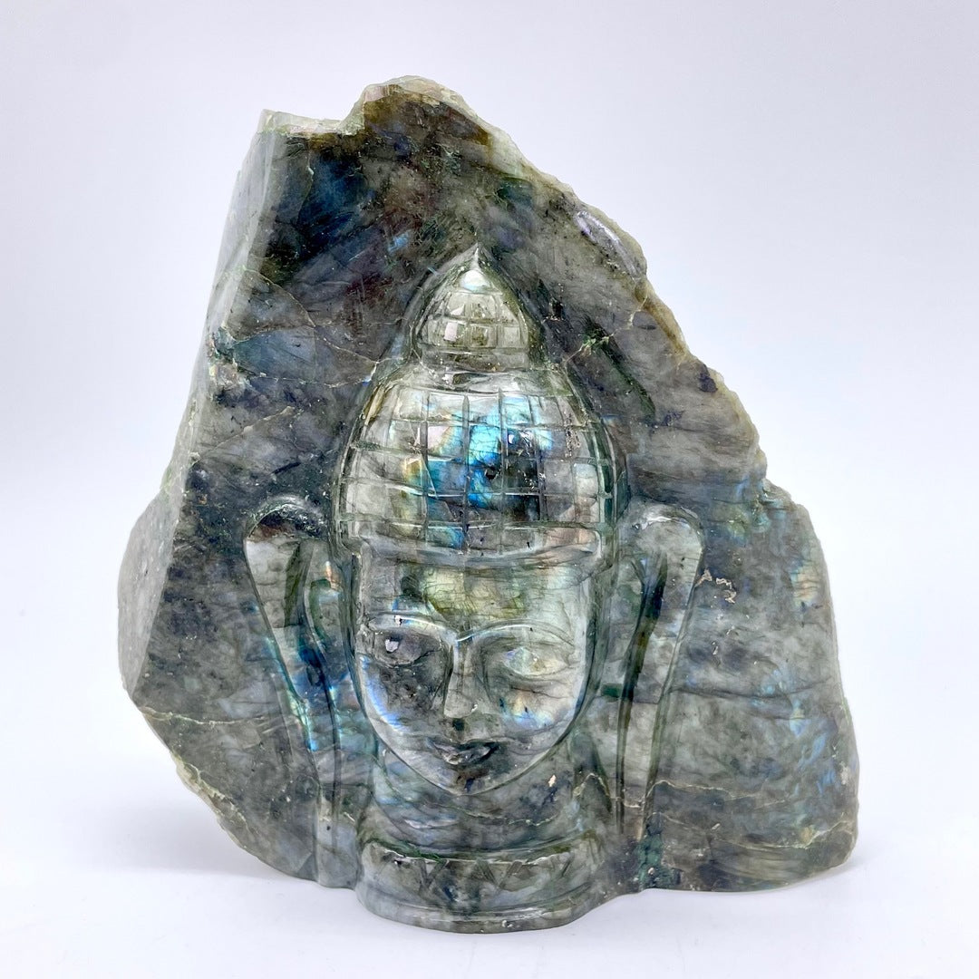 3D Carved Buddha in Labradorite Free Form