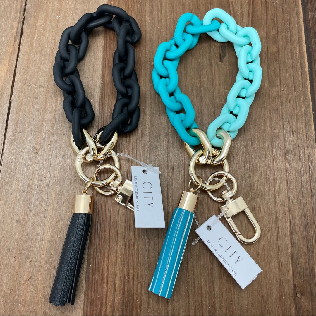 City - Rubber Chunky Wristlet with Tassel Keychain