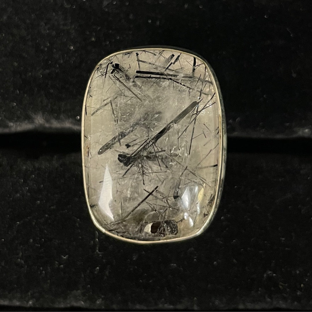 Tourmalinated Quartz Ring (Rectangular / Square)