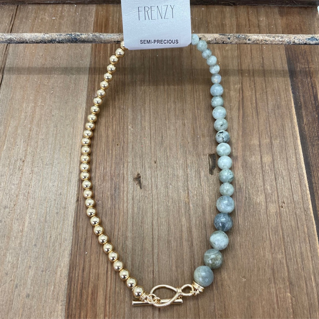 Frenzy - Half Gold Beads & Labradorite Beads Necklace