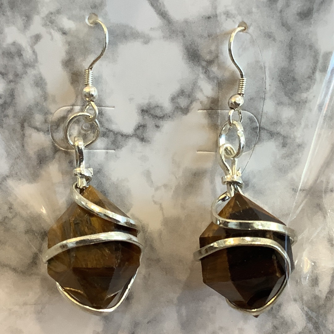 Silver Wrap (Double Terminated) Crystal Earring