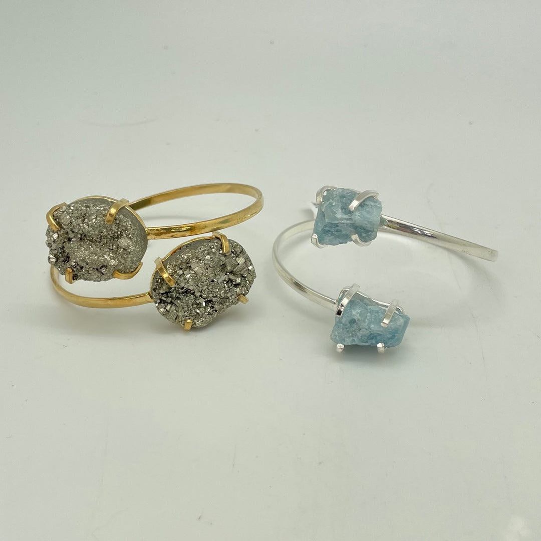 Michal and Company - Double Stone Prong Set Twisted Cuff Bracelet