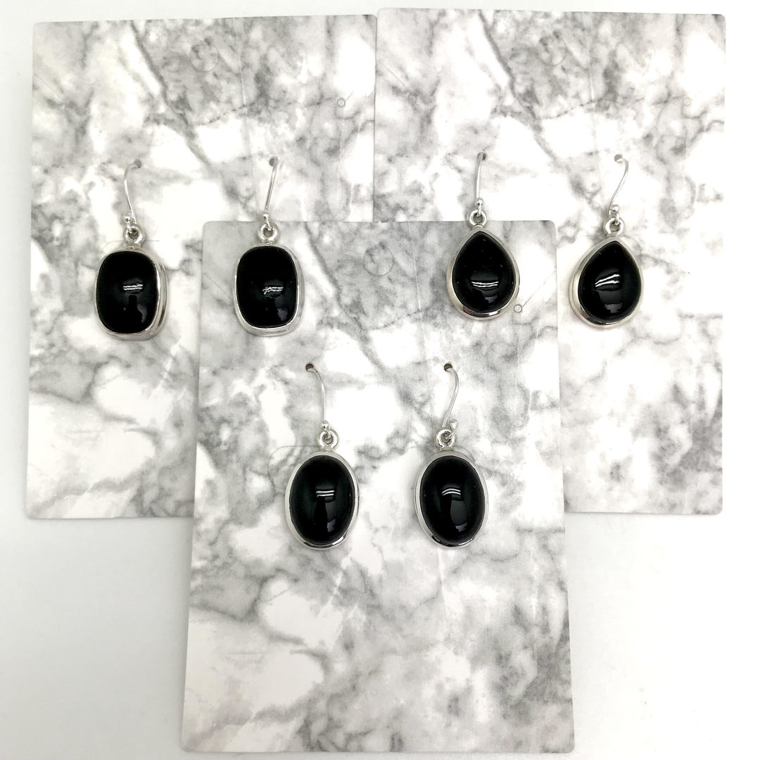Black Onyx Sterling Silver Dangle Earrings