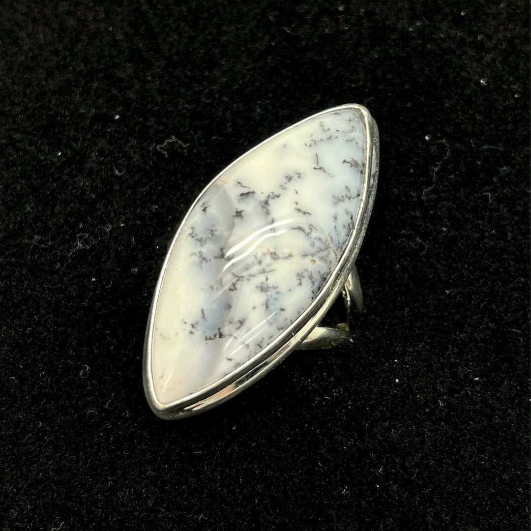 Dendritic Opal Agate Ring (Marquise)