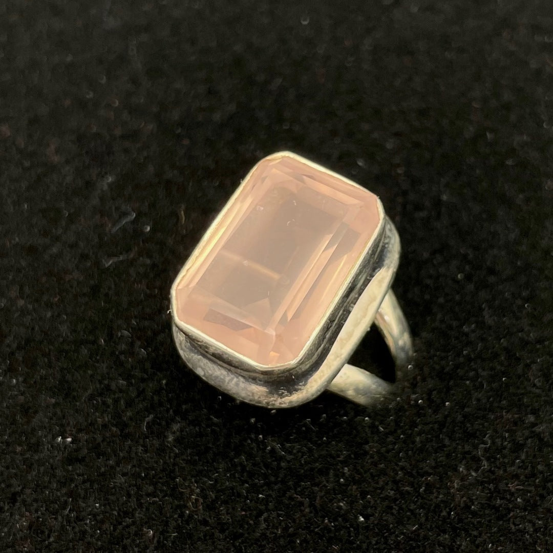 Rose Quartz Faceted Ring (Rectangle / Square)