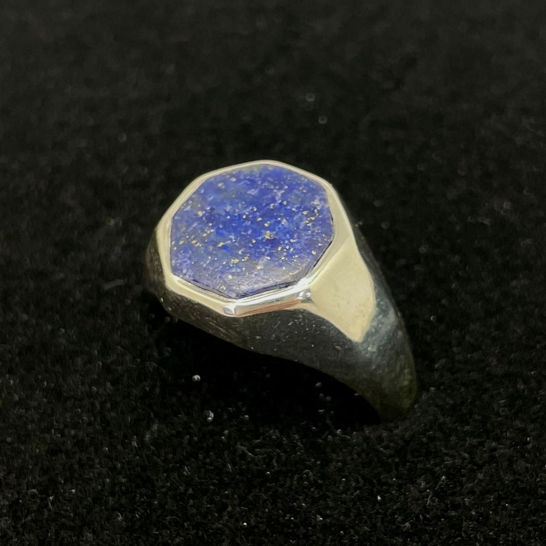Lapis Lazuli Ring Thick Band (Octagon)