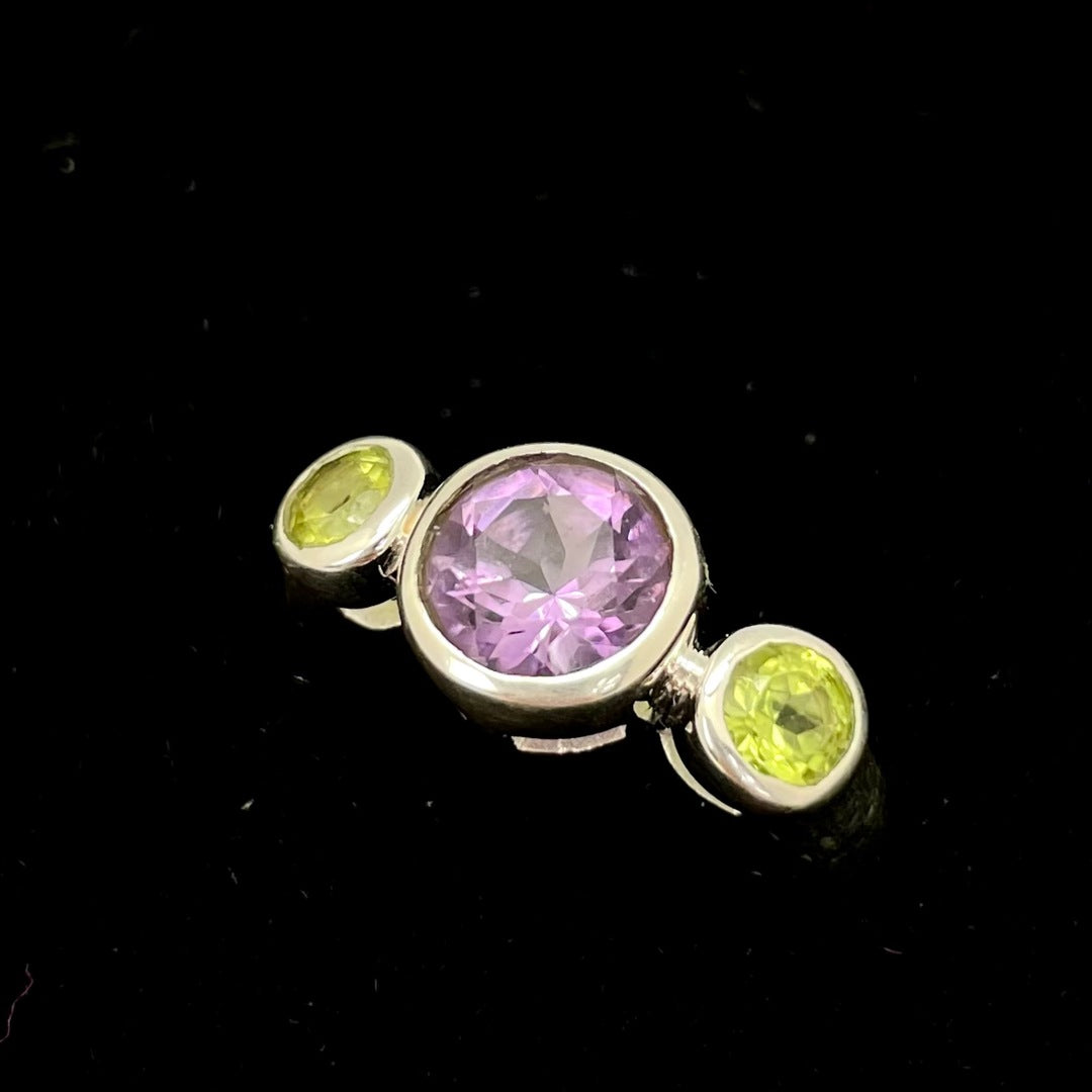 Amethyst Faceted Ring (3 Three Stones)
