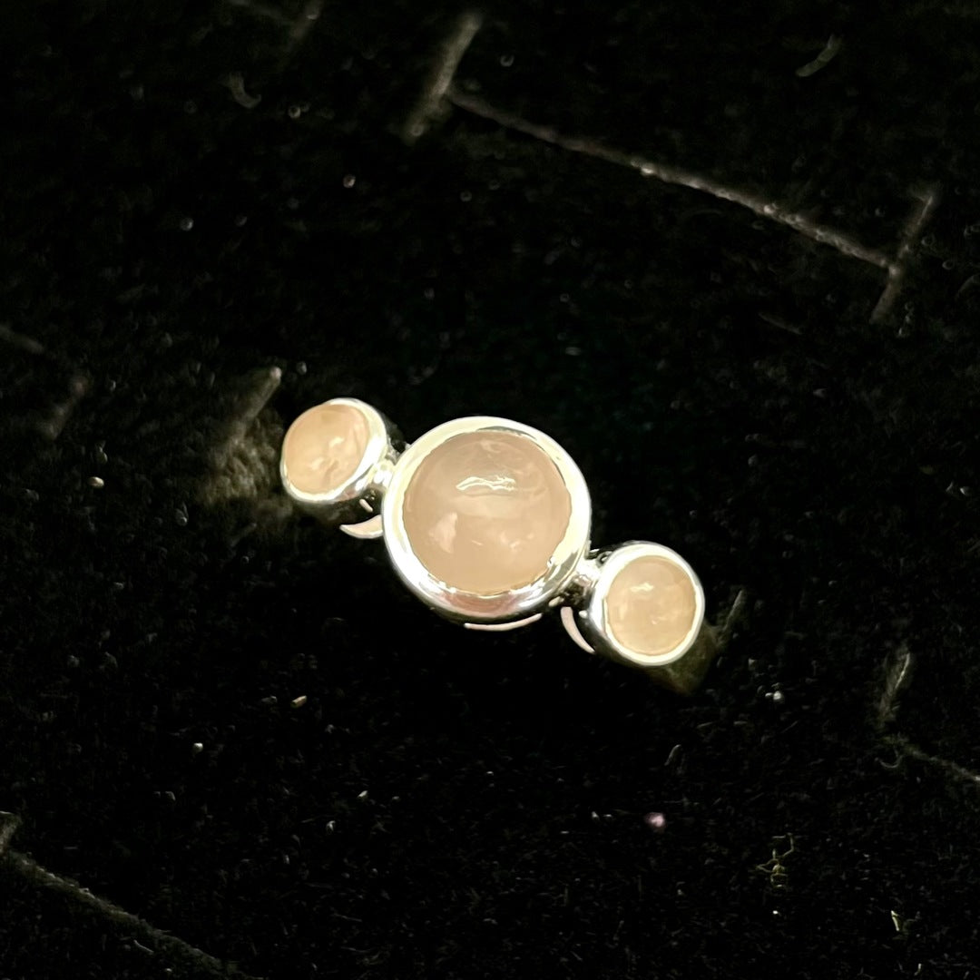 Rose Quartz Ring (3 Three Stones)
