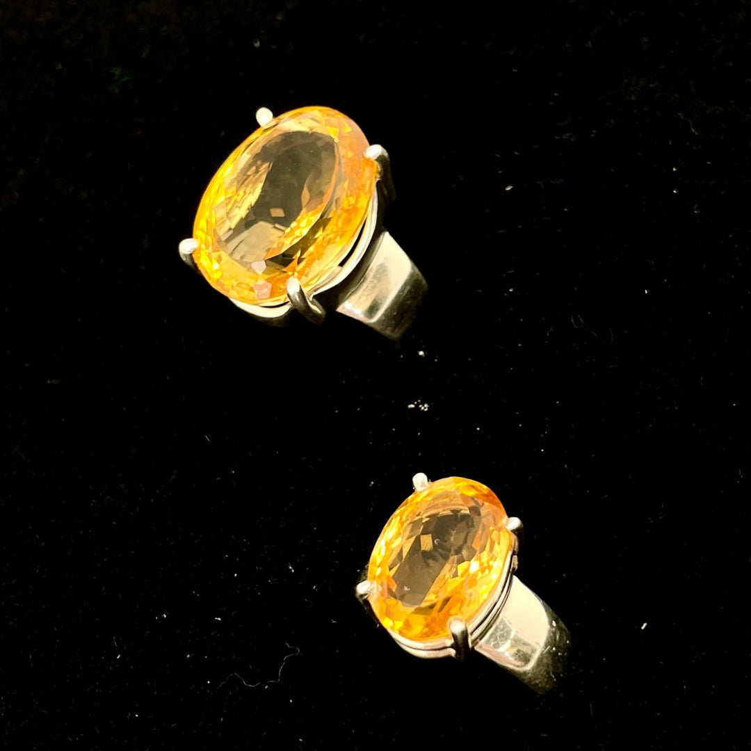 Citrine Faceted Ring (Circle / Oval)