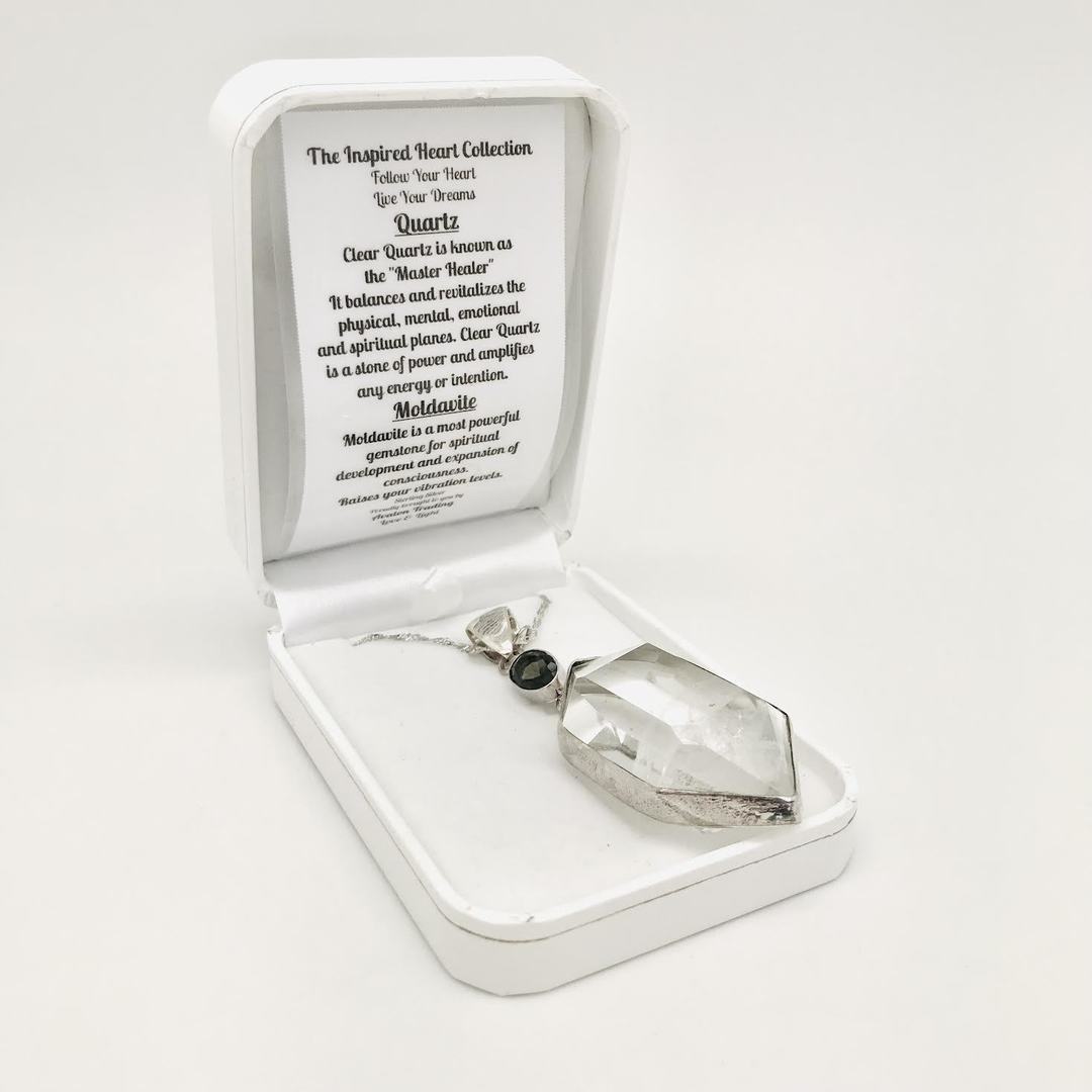 The Inspired Heart Collection - Quartz with Moldavite Necklace