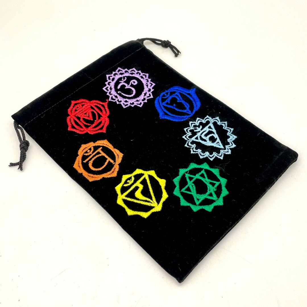 Black Velvet 7 Chakras Pouch Bag