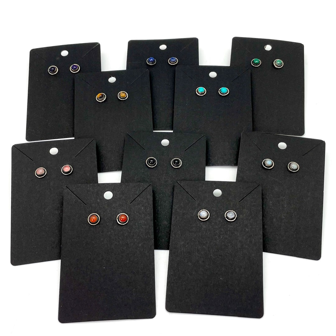 Stone with Silver Ring Earring Studs