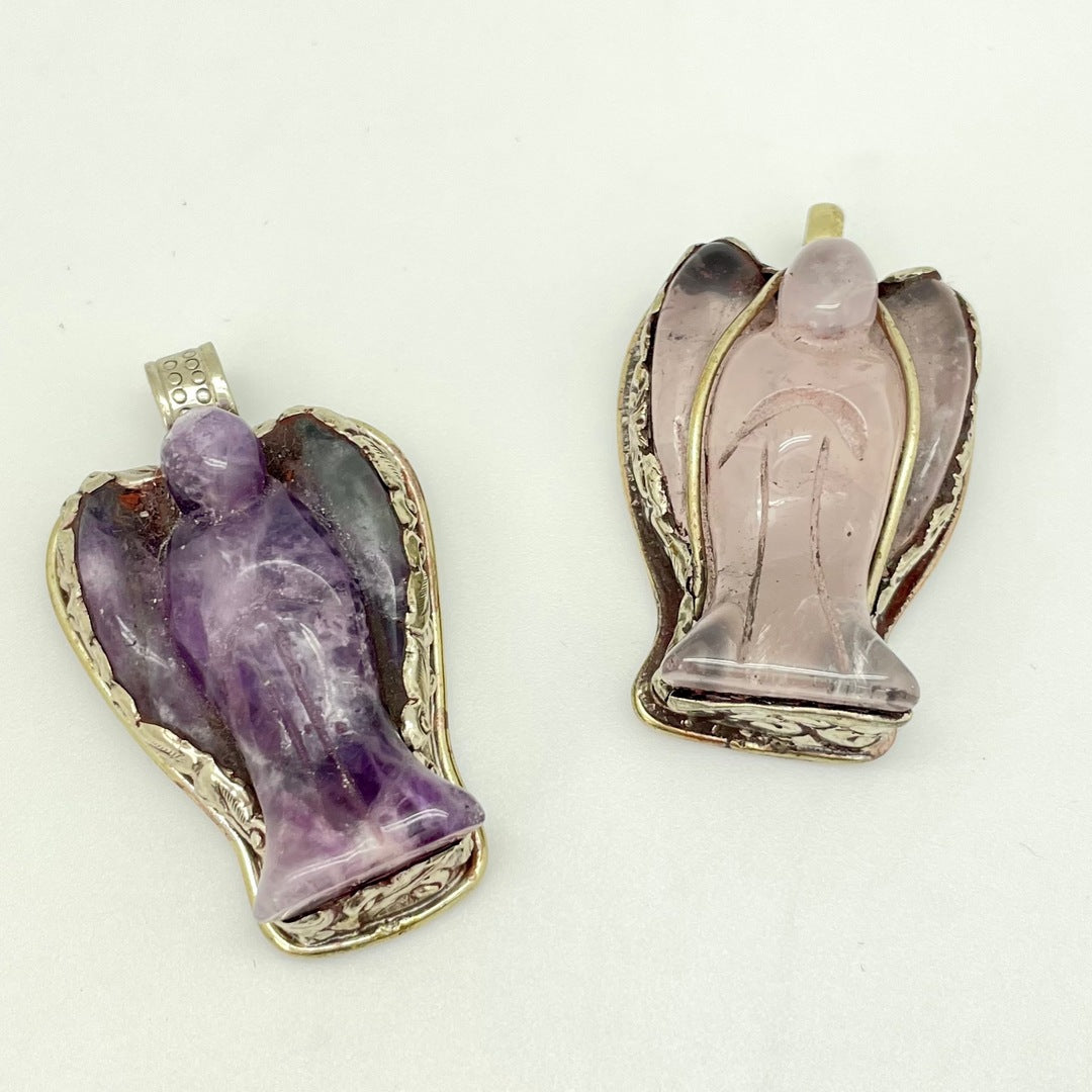 Brass Lined Crystal Angel Pendant