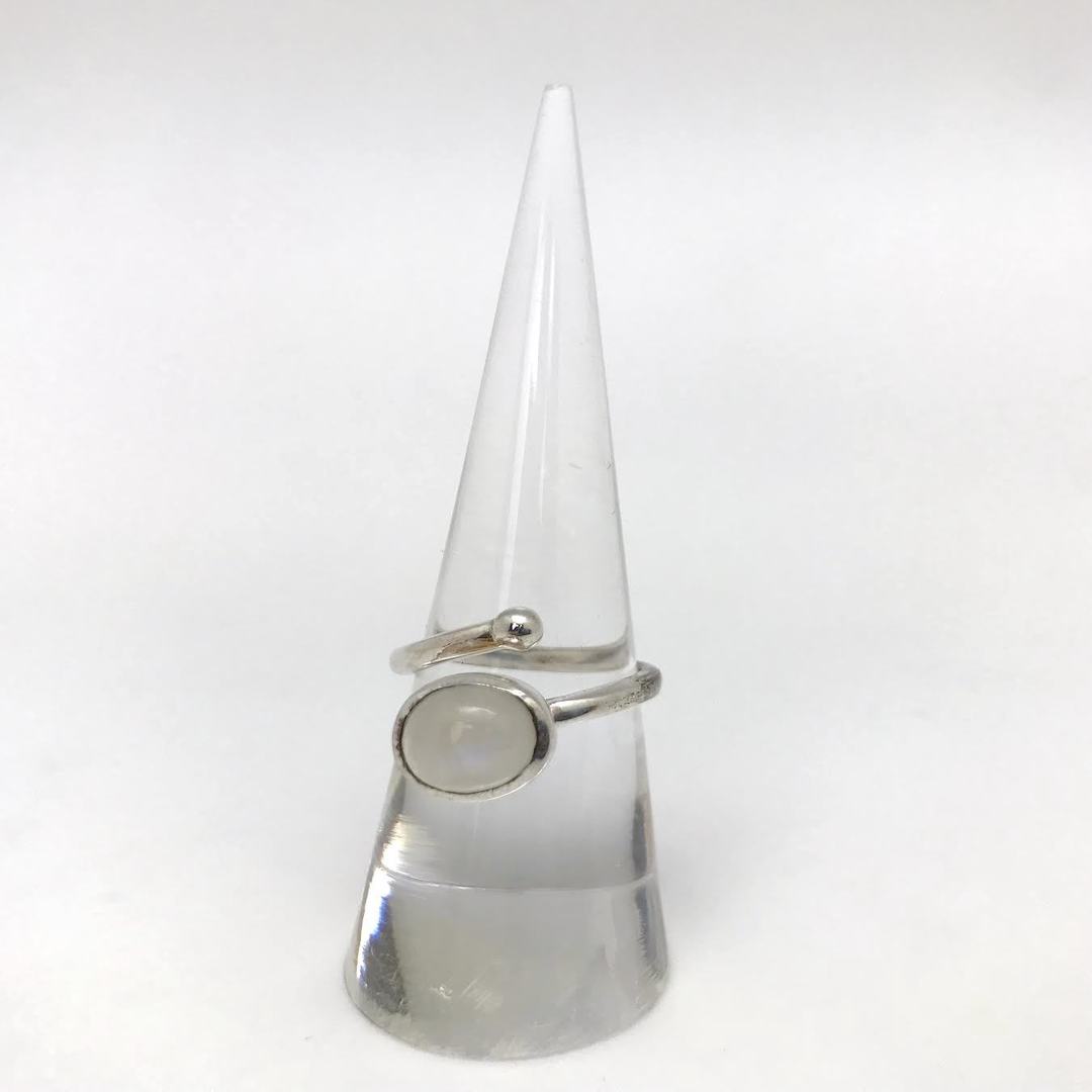 Moonstone Open Swirl Silver Ring