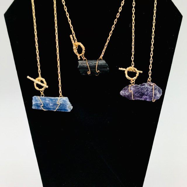 Wire Wrapped Raw Stone Necklace - Michal and Company