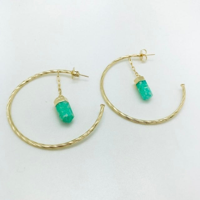 Fashion Hoop Earring with Crystal Point - Michal and Company