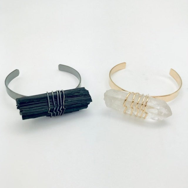 Wired Wrapped Stone Cuff Fashion Bracelet - Michal and Company