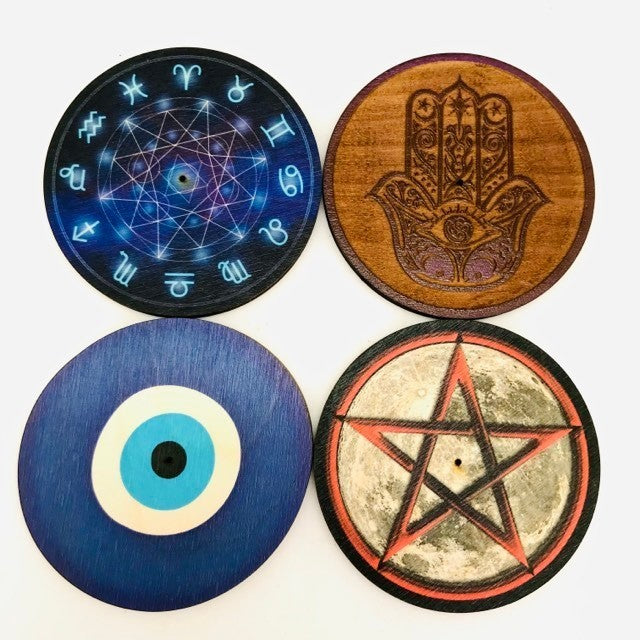 Assorted Round Wood Incense Holder Burner