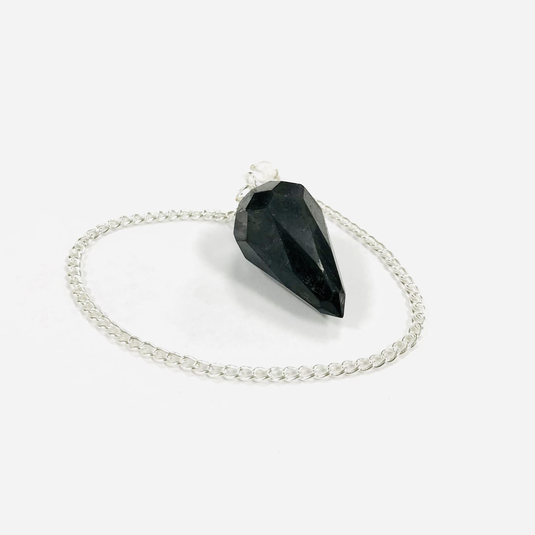 Faceted Teardrop Pendulum - Shungite