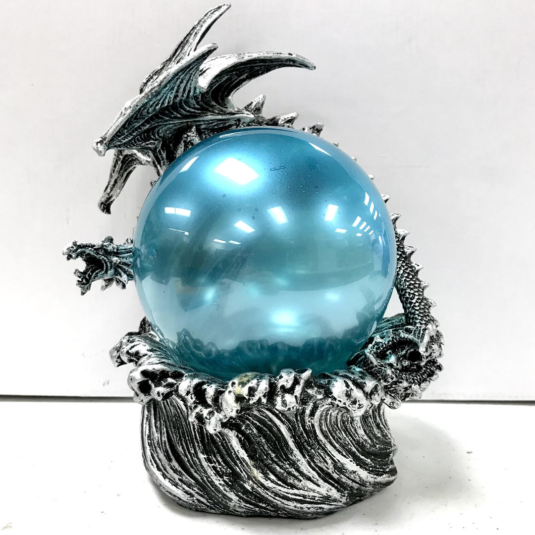 Silver Dragon on Blue LED Ball / Orb