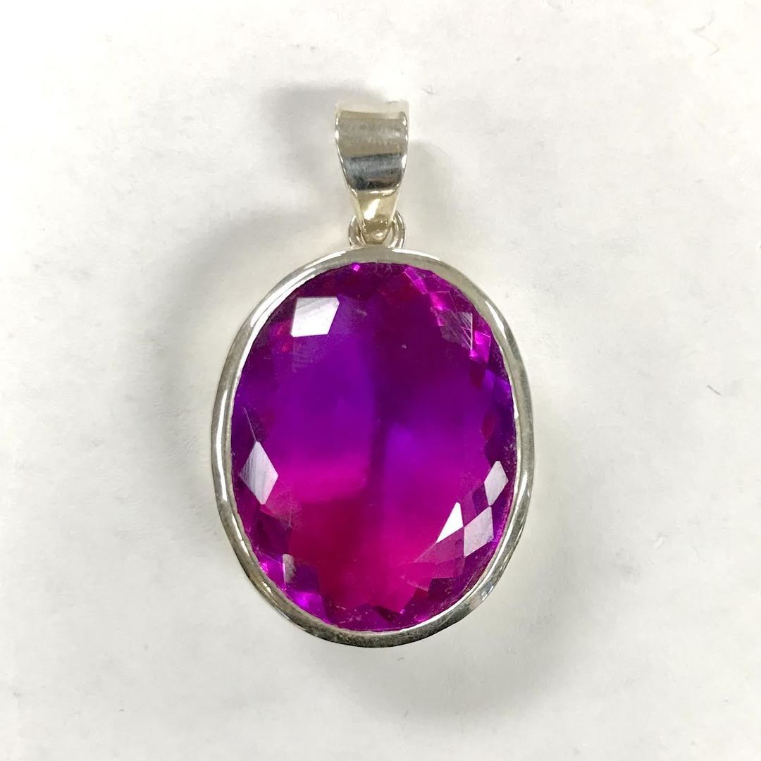 925 Pink Mystic Quartz Crown Rim (Oval) Pendant