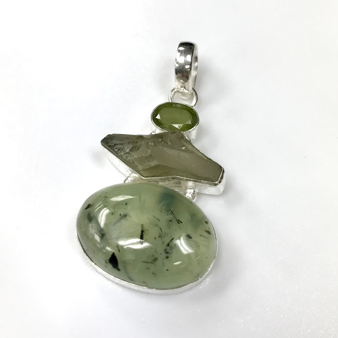 925 Prehnite and Prasiolite Pendant