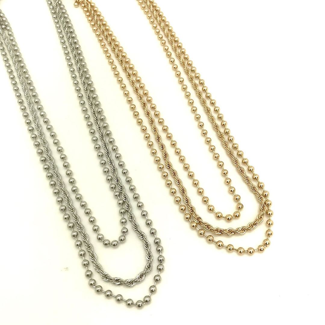 Adore - Three Layered Necklace (Small Bead and Rope Like Chain)