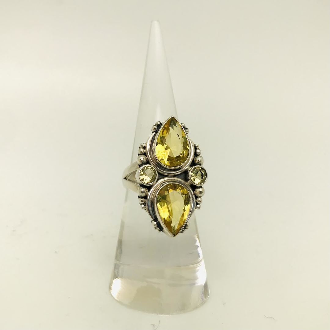 Citrine Faceted Double Statement Ring