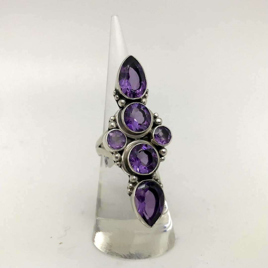 Amethyst Faceted Quad Statement Ring