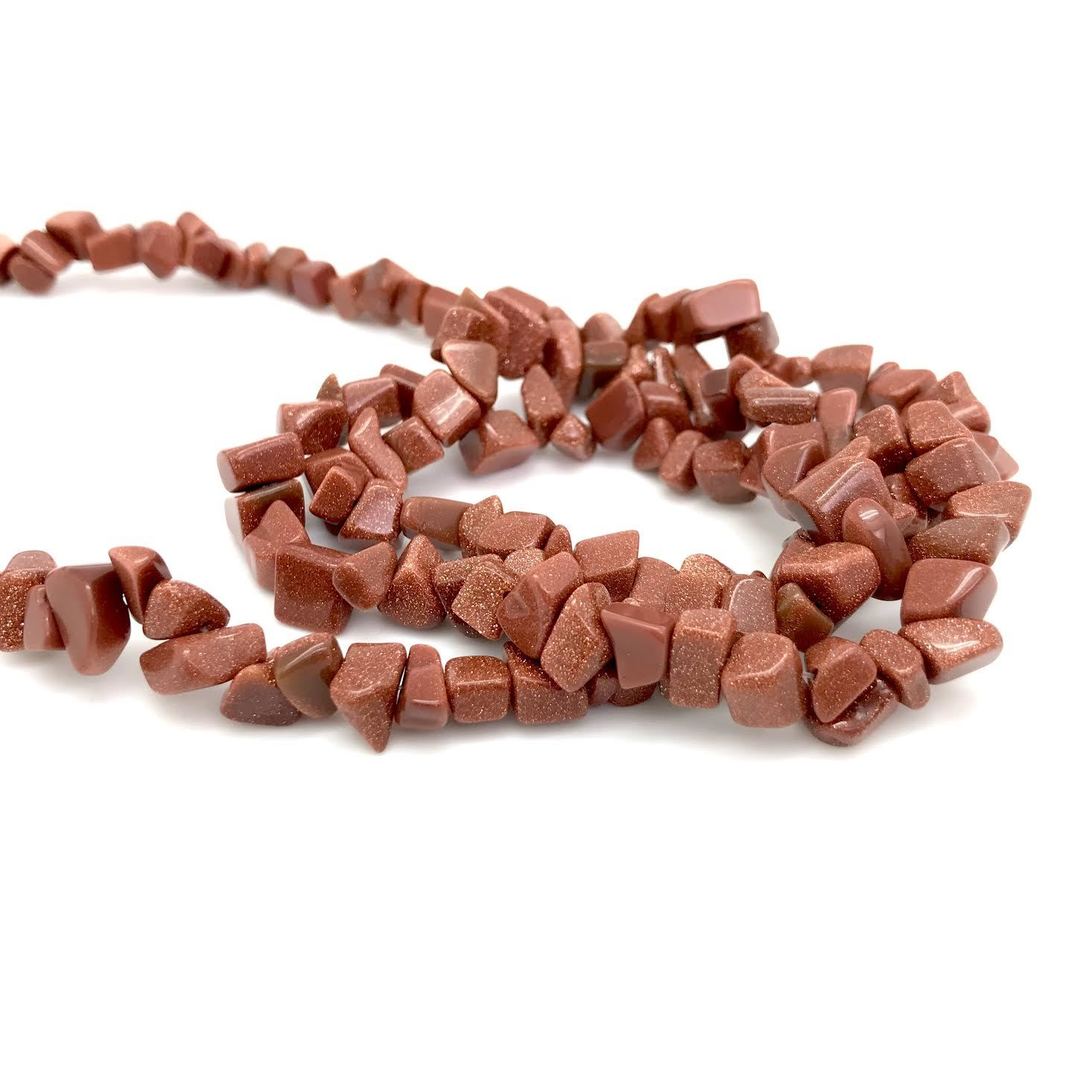 Red Goldstone Crystal Chip Necklace