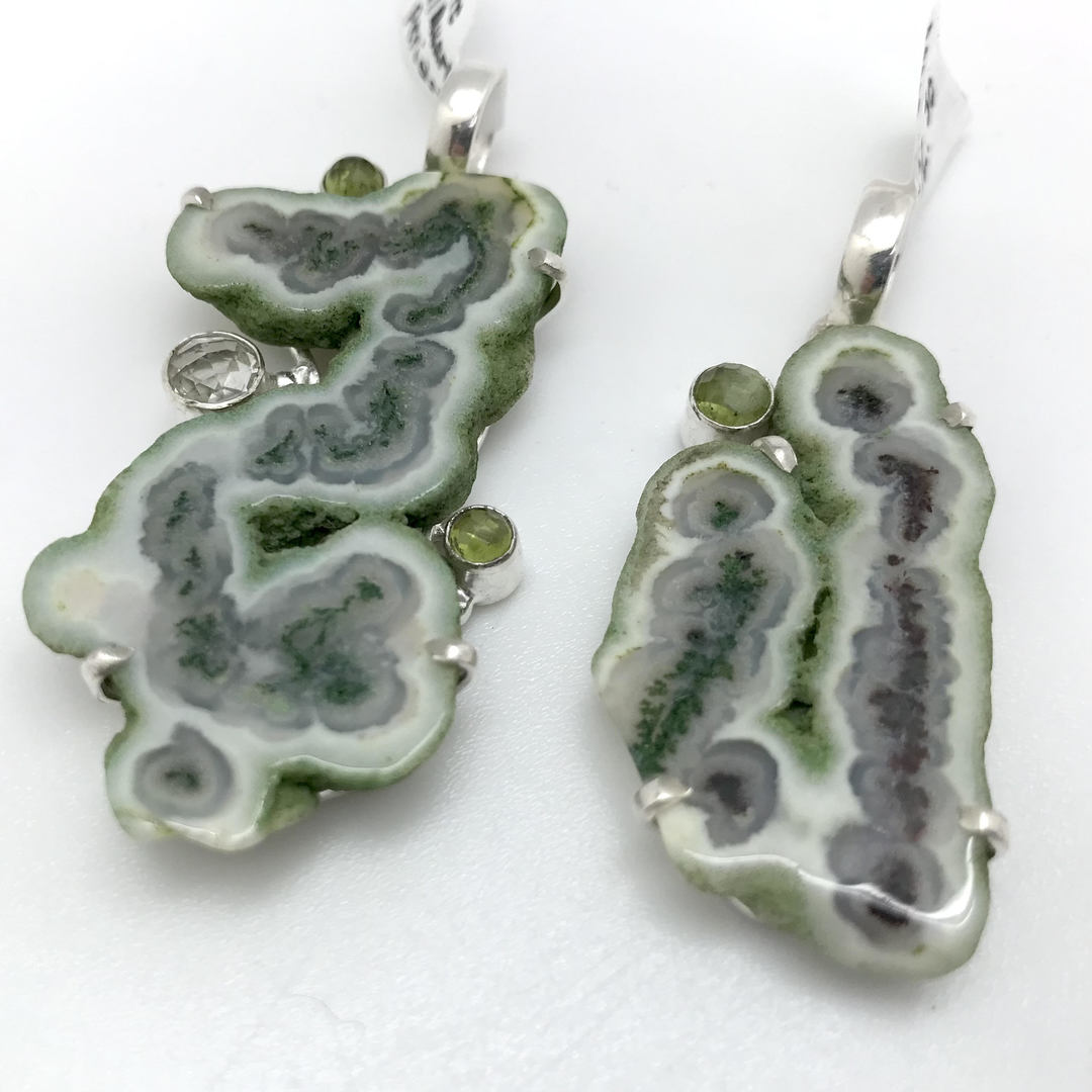 Green Agate with Quartz and Peridot