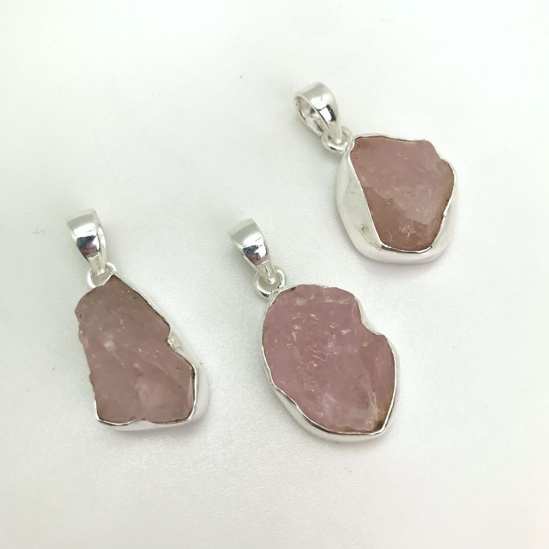 Abstract Pink Morganite Silver Pendant