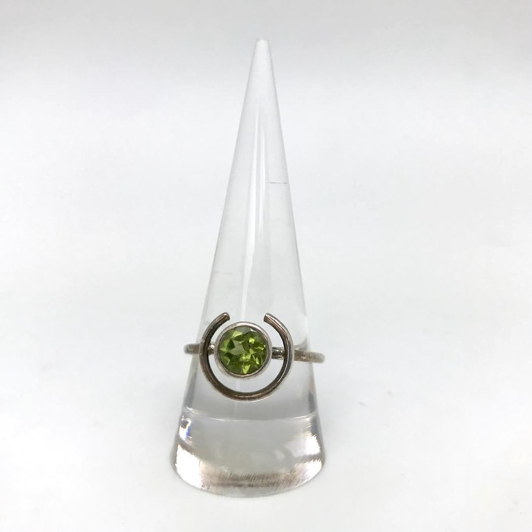 Peridot Crescent Sterling Silver Ring