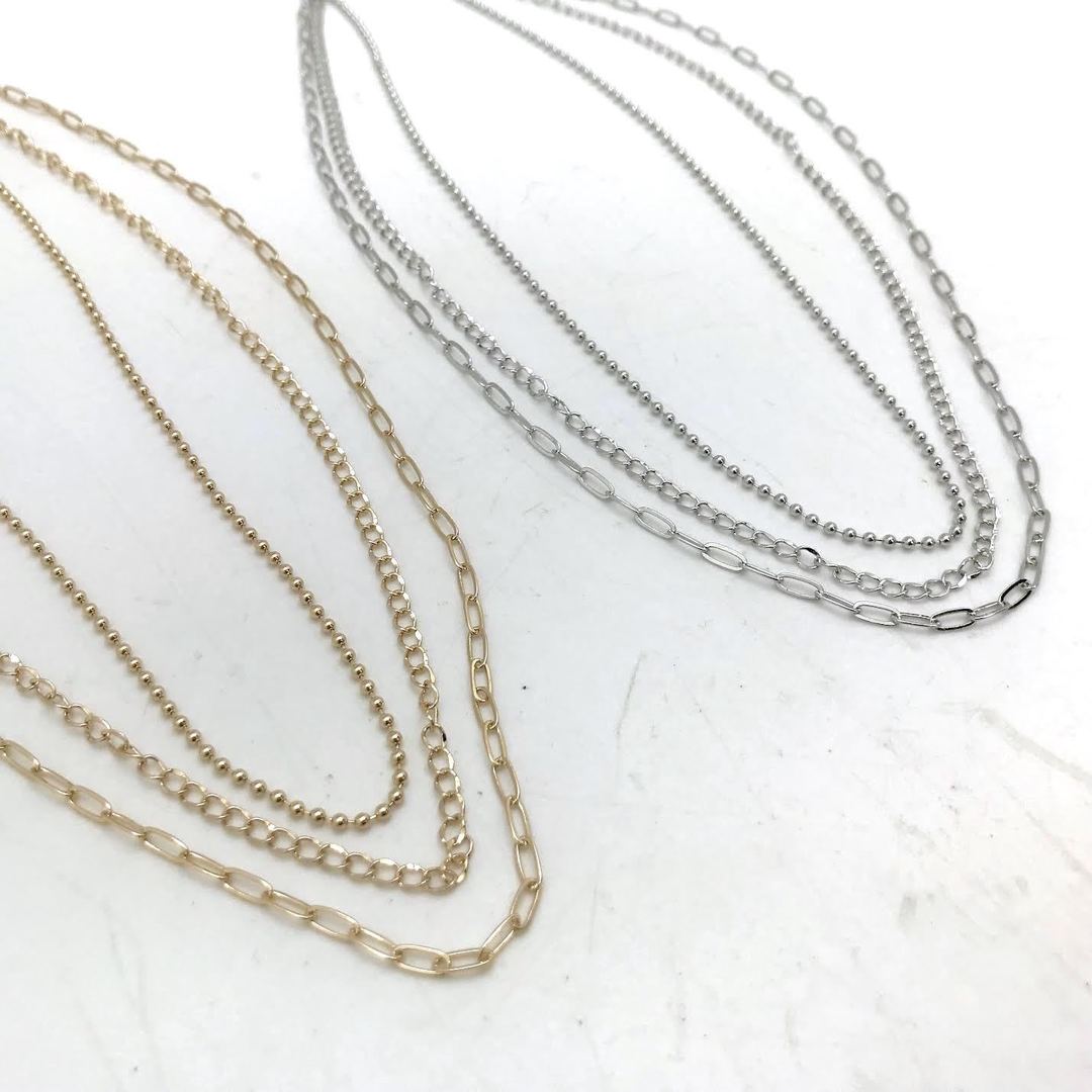Adore - Triple layered Open Chain Link and Ball Necklace