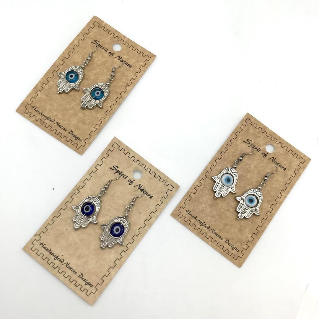 Spirit of Nature Evil Eye Hamsa Dangle Earrings