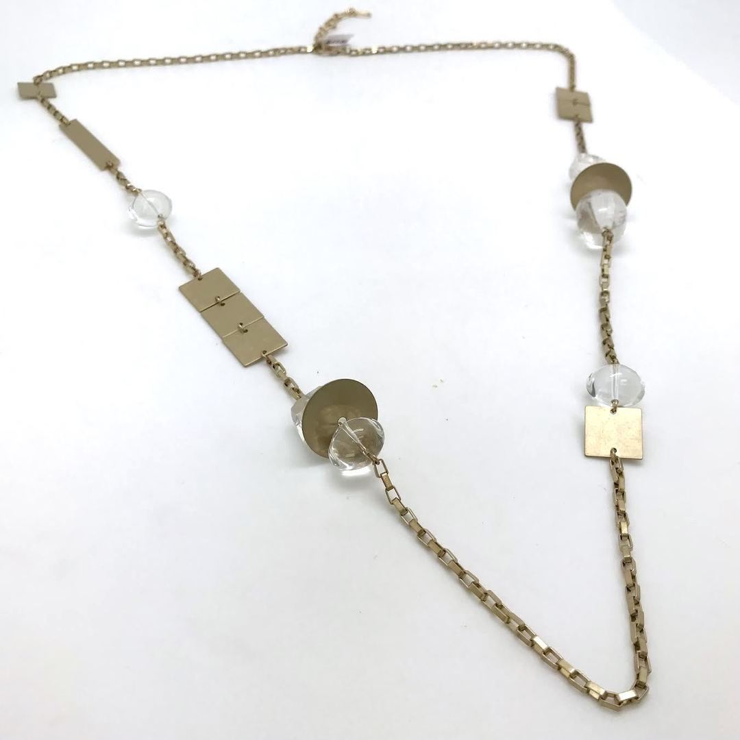 Sunrise USA Long Box Chain Necklace with Glass Beads and Metal Shapes