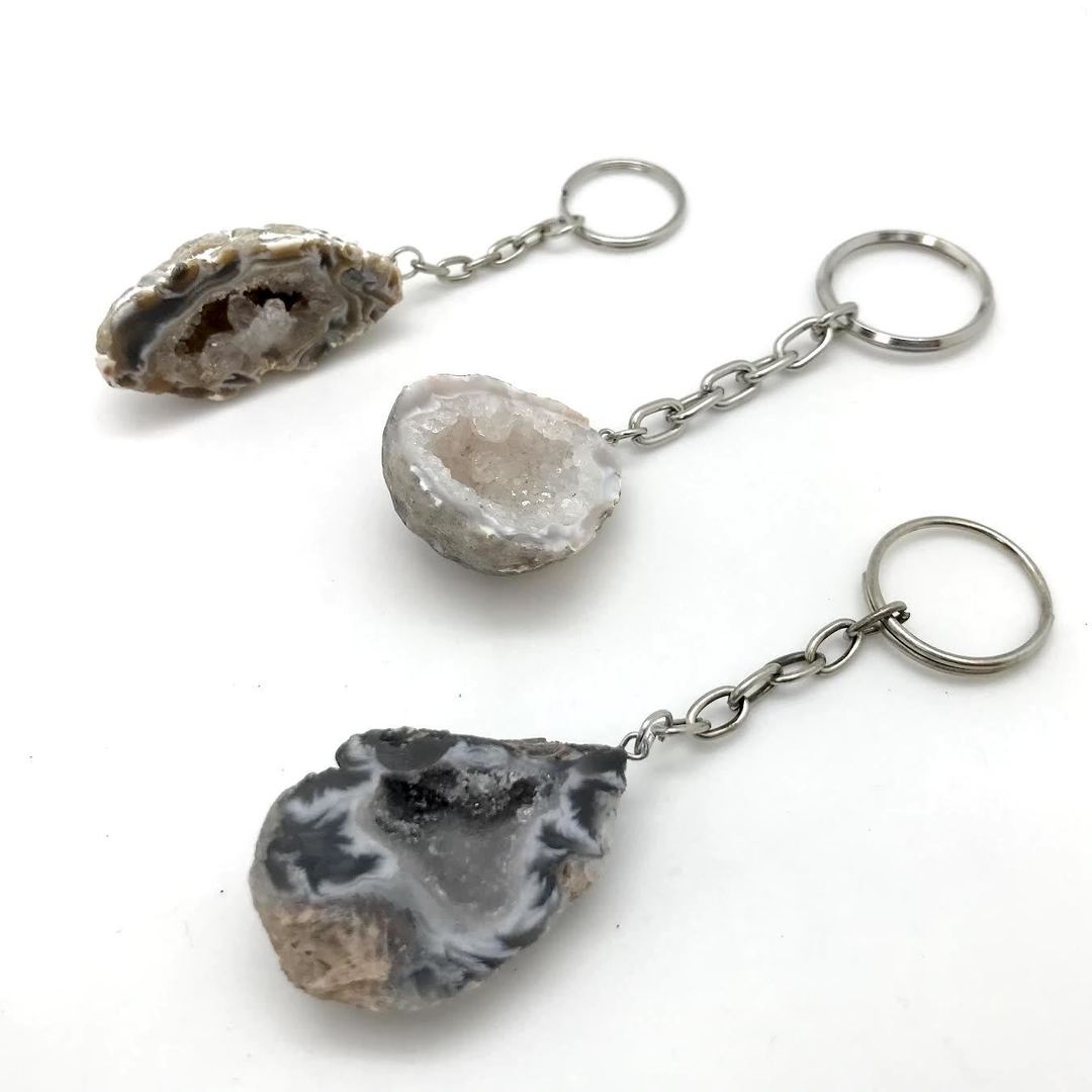 Agate Geode Half Keychain