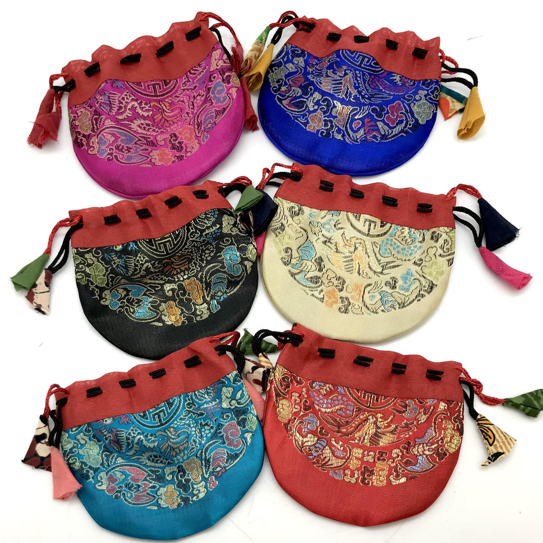 Handmade Crystal Silk Double Drawstring Pouch