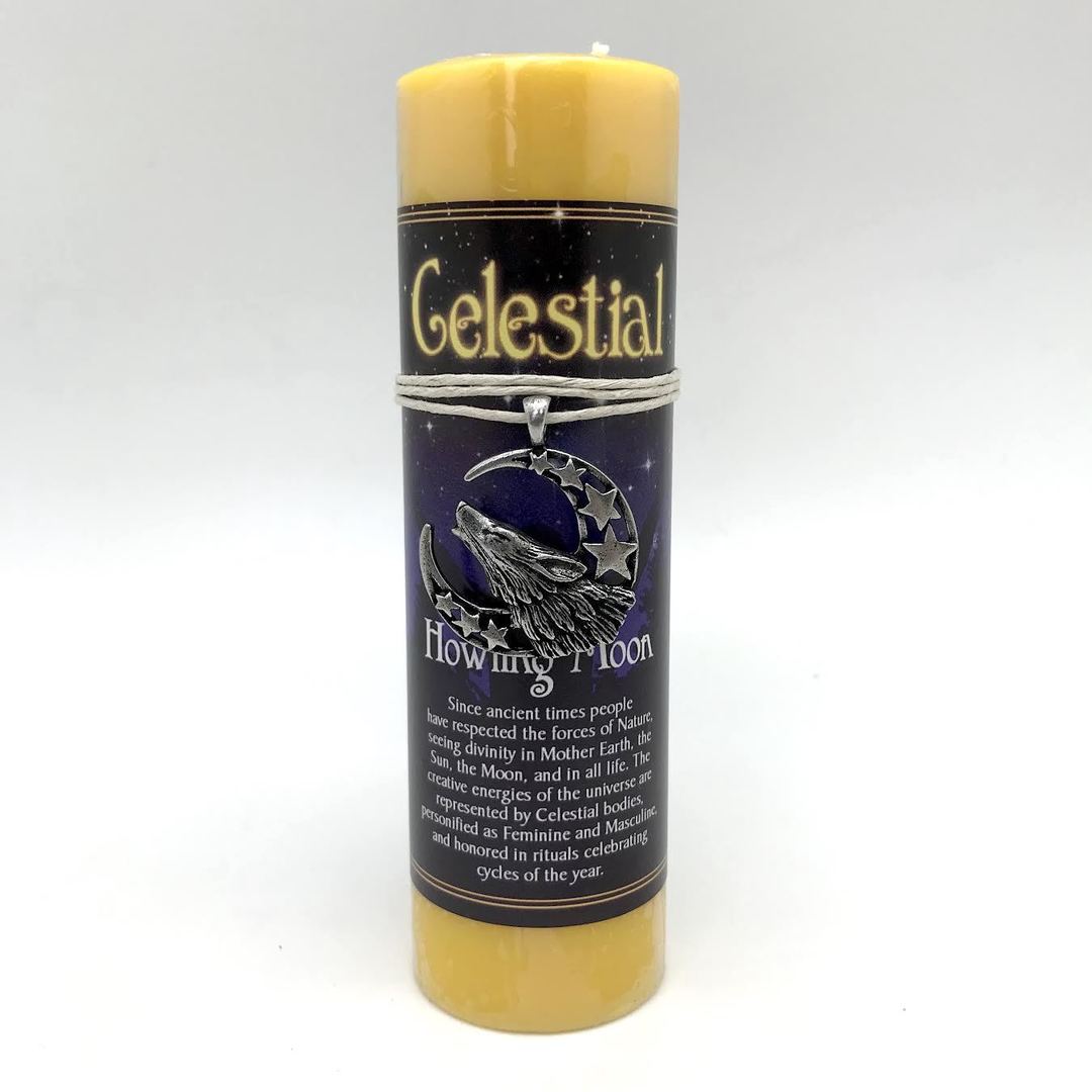 6" Celestial Pillar Candle (With Silver Pendant)