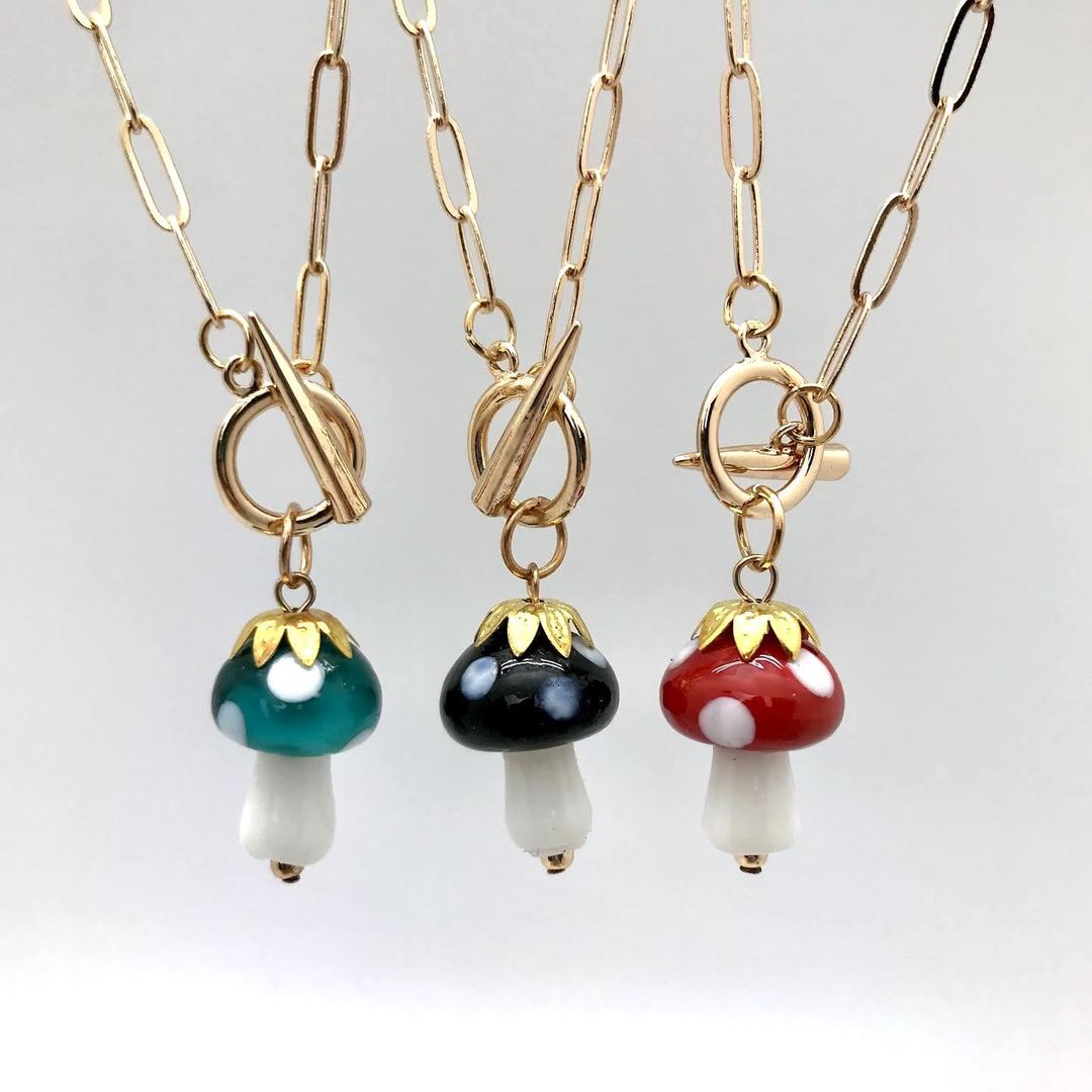 City - Single Glass Mushroom Necklace