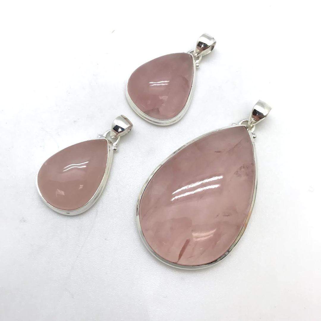 Teardrop Silver Lined Rose Quartz Pendant