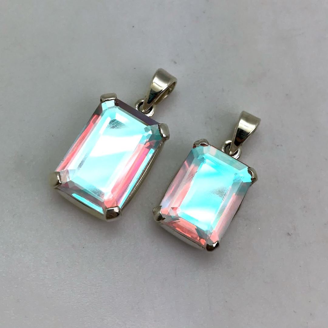 Faceted Mystic Quartz (Rectangle / Square) Pendant