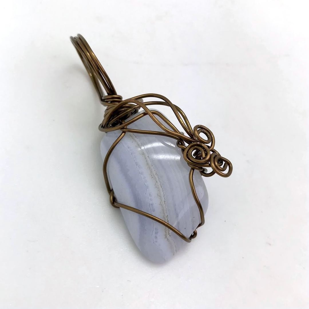 Wire Wrapped Blue Lace Agate Pendant