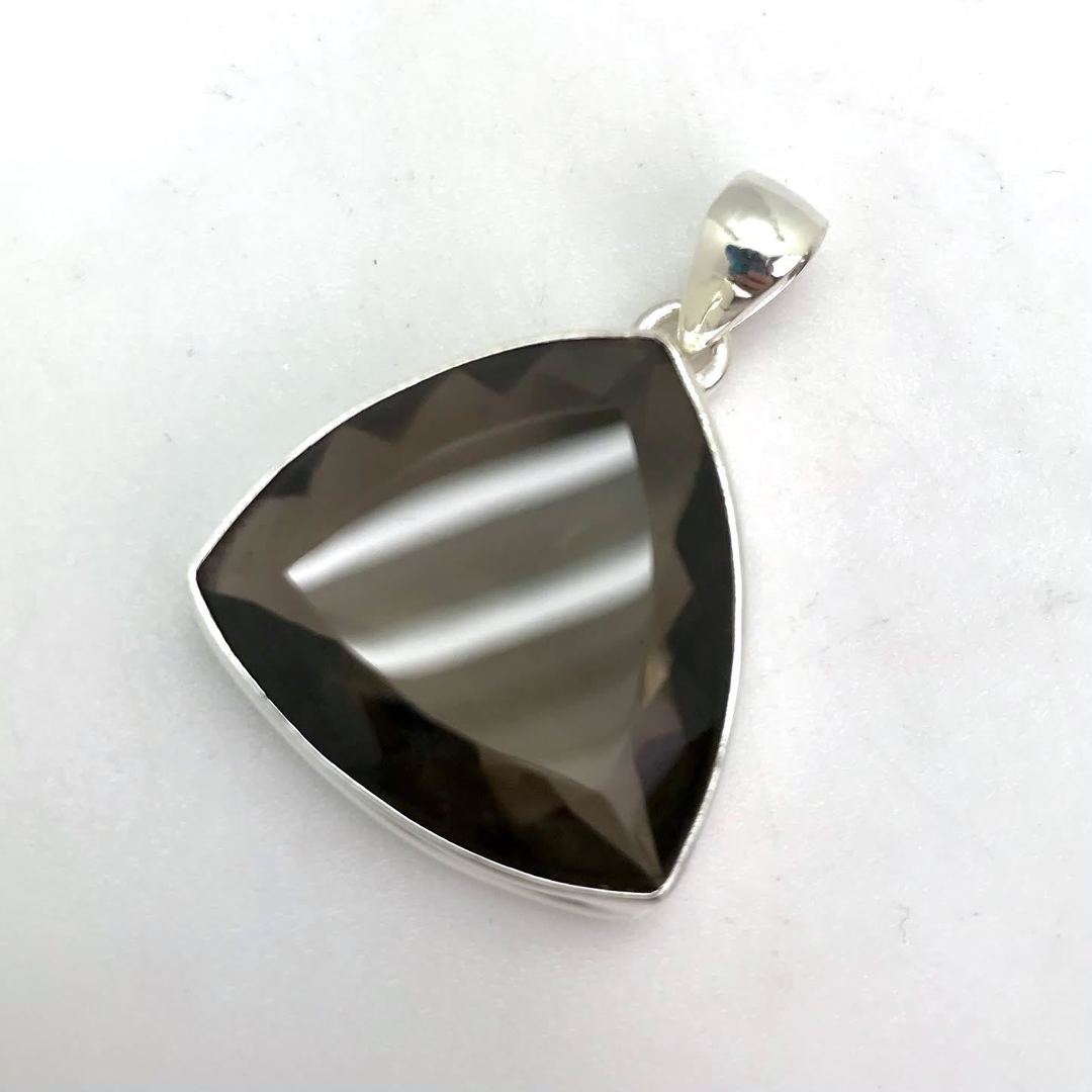 Faceted Smoky Quartz Pendant (Triangle)