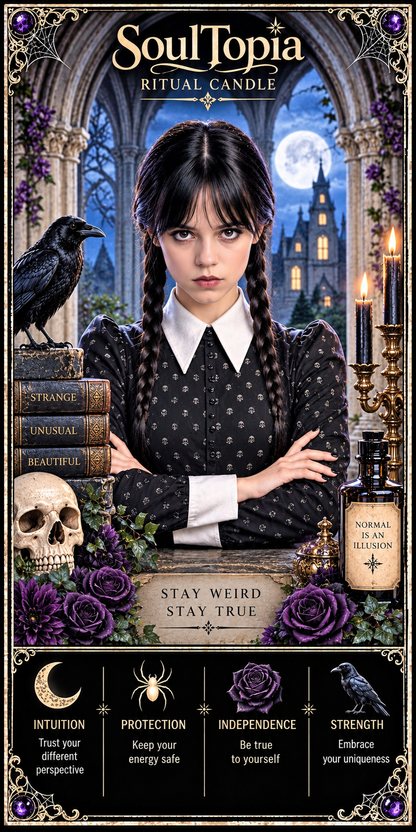 SoulTopia 7 Day Celebrity Ritual Candle – Wednesday Addams Inspired