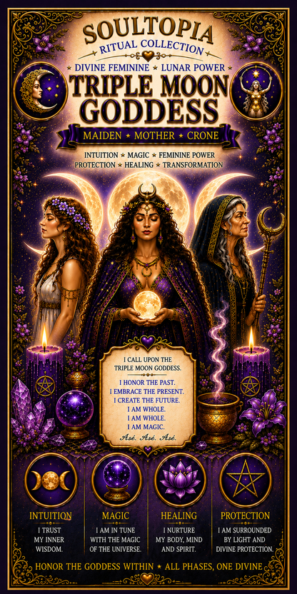 SoulTopia 7 Day Ritual Candle - Triple Moon Goddess