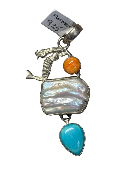 925 Three Stone Mermaid Pendant