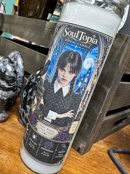 SoulTopia 7 Day Celebrity Ritual Candle – Wednesday Addams Inspired