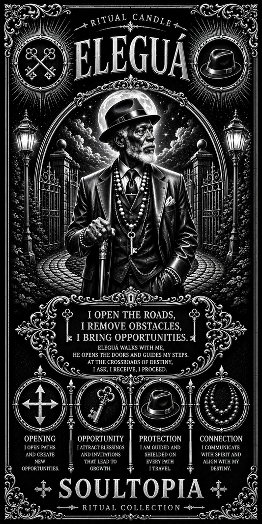 SoulTopia 7 Day Ritual Candle Orisha Eleguá black and white